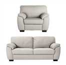 Argos Home Milano Leather Chair & 3 Seater Sofa - Light Grey