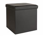 Argos Home Small Faux Leather Stitched Ottoman - Black
