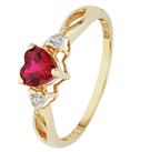 Revere 9ct Gold Ruby and Diamond Accent Heart Ring - I