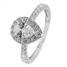 Revere 9ct White Gold Cubic Zirconia Halo Engagement Ring H