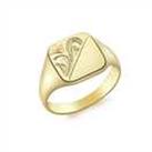 Revere 9ct Gold Personalised Pattern Square Signet Ring - K