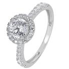 Revere 9ct White Gold Cubic Zirconia Halo Engagement Ring V