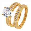 Revere 9ct Gold Plated Cubic Zirconia Bridal Ring Set - J