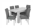 Habitat Miami Gloss Extending Table & 6 Tweed Chair -Grey