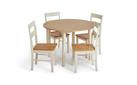 Habitat Chicago Solid Wood Round Table & 4 Off White Chair