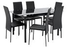 Argos Home Lido Glass Extending Table & 6 Black Chairs