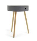 Habitat Otto 1 Drawer Round Bedside Table - Grey