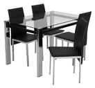 Argos Home Fitz Clear Glass Dining Table & 4 Black Chairs