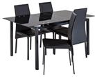 Argos Home Lido Glass Extending Table & 4 Black Chairs