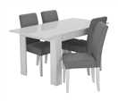 Argos Home Miami Gloss Extending Table & 4 Tweed Chair -Grey