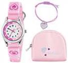 Tikkers Kid's Pink Heart Watch, Bracelet and Purse Set