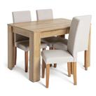 Argos Home Miami Oak Effect Extending Table & 4 Cream Chairs