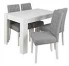 Argos Home Miami Gloss Dining Table & 4 Button Chairs - Grey