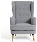 Habitat Callie Fabric Wingback Chair- Light Grey