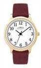 Limit Ladies White Dial Burgundy Faux Leather Strap Watch