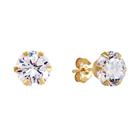 Revere 9ct Gold Round Cubic Zirconia Round Stud Earrings
