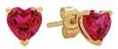 Revere 9ct Gold Created Ruby Heart Stud Earrings