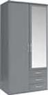Argos Home Hallingford Grey 2 Door 3Drawer Mirrored Wardrobe