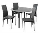 Argos Home Lido Glass Round Dining Table & 4 Grey Chairs