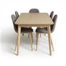 Habitat Skandi Wood Dining Table and 6 Beni Grey Chairs