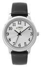 Limit Ladies Silver Dial Black Faux Leather Strap Watch