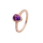 Revere 9ct Rose Gold Plated Silver Amethyst Halo Ring - Q