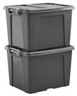 Strata 2 x 40L Recycled Lidded Plastic Storage Boxes - Grey