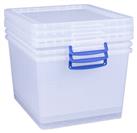 Really Useful 3 x 33.5L Plastic Nesting Boxes - Clear