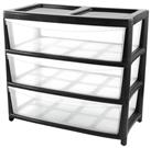 Argos Home 3 Drawer Extra Wide Gloss Plastic Drawers - Black