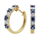 Revere 9ct Gold Created Sapphire and Diamond Huggie Earrings