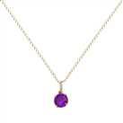 Revere 9ct Gold Round Amethyst Pendant Necklace - February