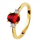 Revere 9ct Gold 0.10ct Diamond and Ruby Engagement Ring - J