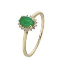 Revere 9ct Gold 0.08ct Diamond and Emerald Cluster Ring - O