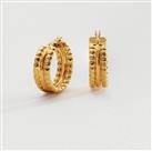 Revere 9ct Gold Plated Beaded and Edged Hoop Earrings