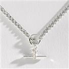 Revere Sterling Silver Cubic Zirconia T-Bar Curb Necklace
