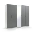 Habitat Munich 5 Door Mirror Wardrobe - Grey Gloss