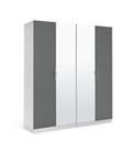 Habitat Munich 4 Door 2 Mirror Wardrobe - Grey Gloss