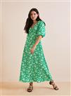 Everbelle Green Floral Tuck Sleeve Midaxi Dress 6
