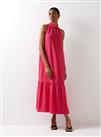 For All The Love Twist Neck Hot Pink Halter Midaxi Dress 8