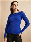 EVERBELLE Blue Scallop Ribbed Knitted Jumper 6