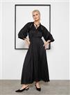 For All The Love Black Crushed Floaty Satin Tie Front Midaxi Dress 6
