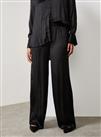 For All The Love Black Crushed Floaty Satin Co-ord Wide Leg Trouser 10