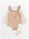 Bambi Pink Ruffle Romper & Tights Set Up to 3 mths
