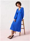 EVERBELLE Blue Textured V Neck Midi Tea Dress 6