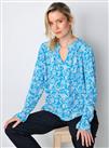 BURGS Holywell Womens V-Neck Ls Blouse With Shirring Detail - Blue 8