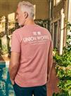 UNION WORKS Pink Back Print Graphic T-Shirt L