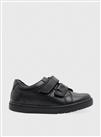 START-RITE Explore Black Leather Double Rip Tape School Shoes 9.5 Infant