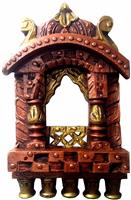 Purpledip Wooden Wall Hanging Elephant Jharokha, 17 Inches (12252C)
