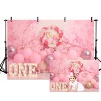 MEHOFOND Girl Birthday Photography Background Floral 7x5ft 1st Pink