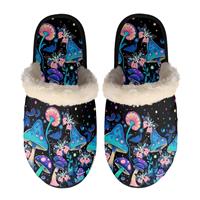 chaqlin Mushroom House Shoes Cotton Slippers for Women Girls Cute Blue